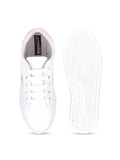 Stylestry Womens & Girls Lace-Up White Sneakers