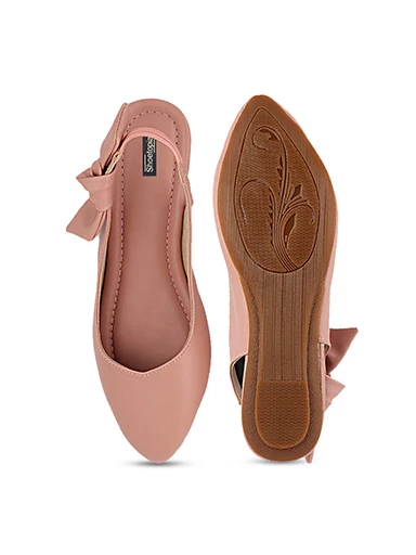 Stylestry Womens & Girls Pink Embellished Mules with Bows Flats