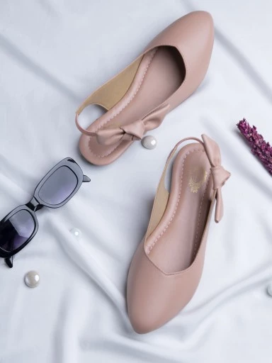 Stylestry Womens & Girls Pink Embellished Mules with Bows Flats