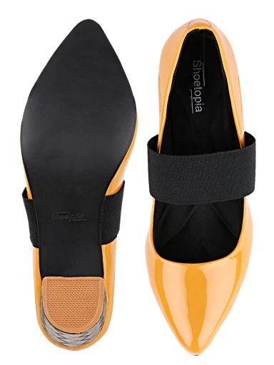 Stylestry Yellow Colourblocked Block Pumps