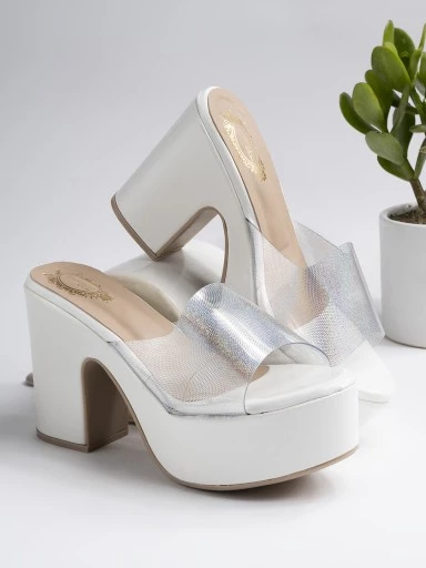 Stylestry Women & Girls WHITE BLOCK Heels