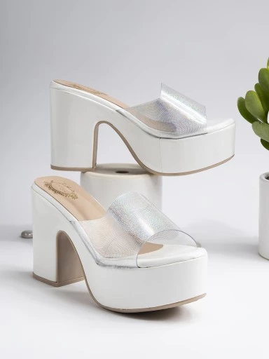 Stylestry Women & Girls WHITE BLOCK Heels