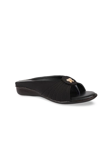 Stylestry Womens & Girls Black Embellished One Toe Flats with Bows