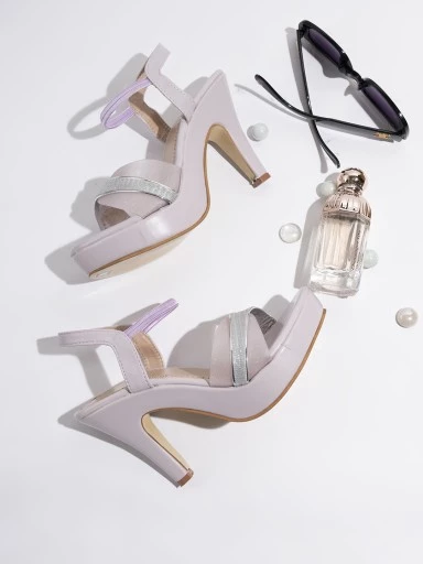 Stylestry Mauve Textured Block Sandals