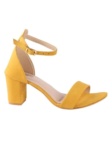Stylestry Womens & Girls Yellow Solid Block Heels