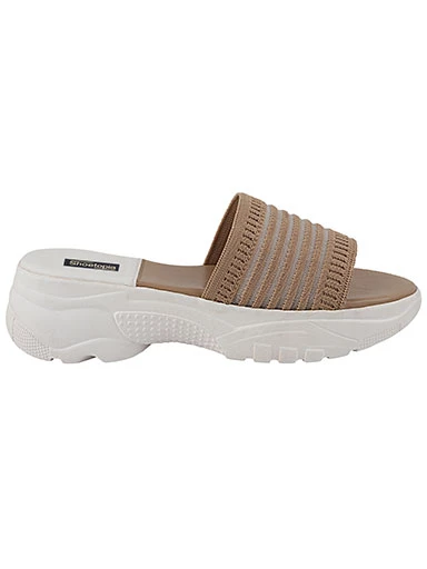 Stylestry Women's & Girl's Beige Striped Sandals