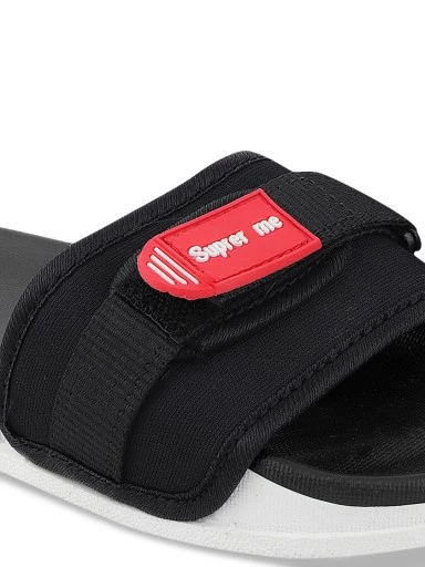 Stylestry Women Black Buckle Sliders