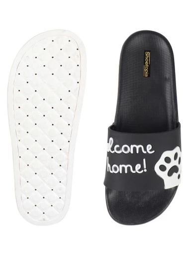 Stylestry Women Black & White Printed Sliders