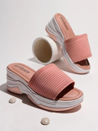 Stylestry Women's & Girl's Pink Embellished Wedge Heels