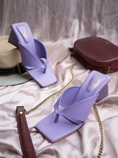 Stylestry Women & Girls Purple Block Heels