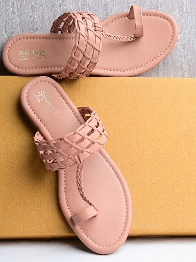 Stylestry Womens & Girls Pink Solid Faux Fur One Toe Flats