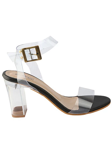 Stylestry Womens & Girls Black Block Heels Sandals with Buckles
