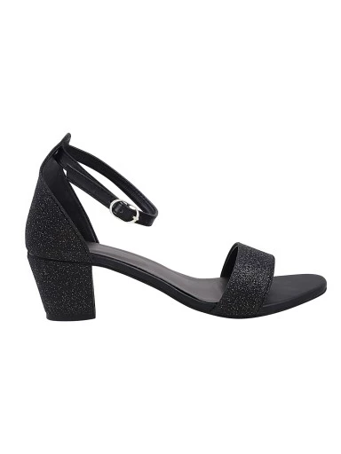 Stylestry Womens & Girls Black Embellished Block Heels Sandals