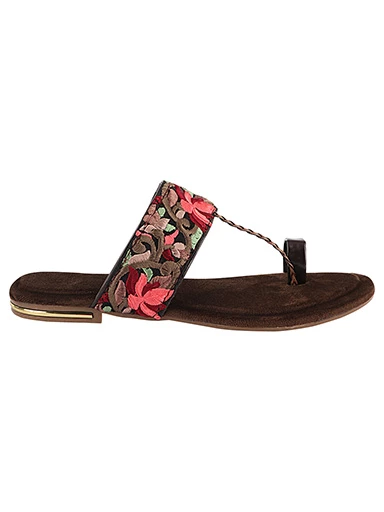 Stylestry Womens & Girls Brown Woven Design One Toe Flats