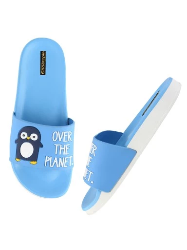 Stylestry Women Blue Printed Sliders