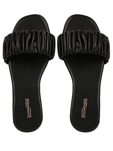 Stylestry Womens & Girls Black Open Toe Flats