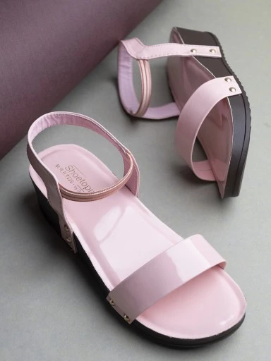 Stylestry Womens & Girls Pink Solid Sandals