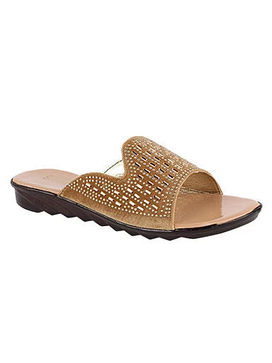Stylestry Womens & Girls Gold Embellished Flats