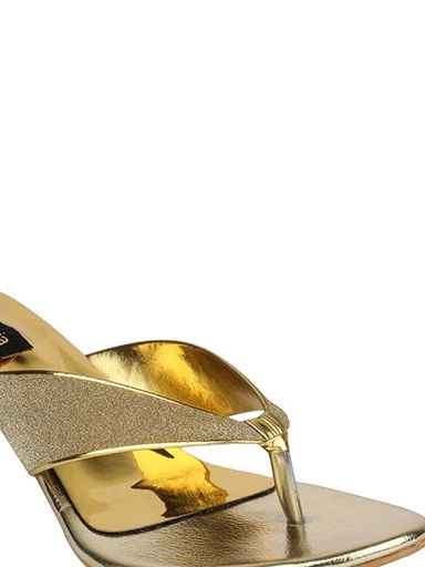 Stylestry Women's & Girl's Golden Ethnic Embellished Kitten Heels