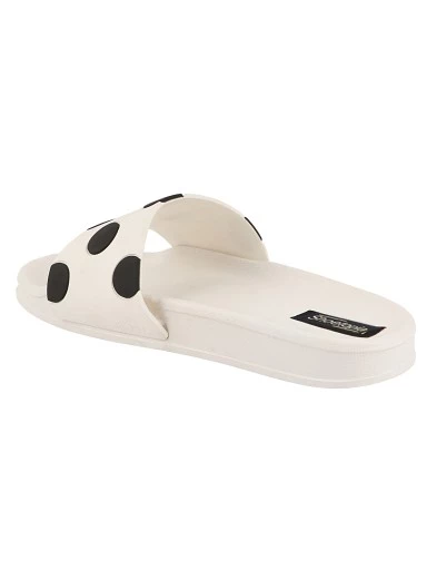 Stylestry Women White & Black Printed Sliders