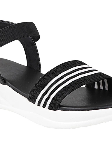 Stylestry Womens & Girls Black Woven Design Flatforms