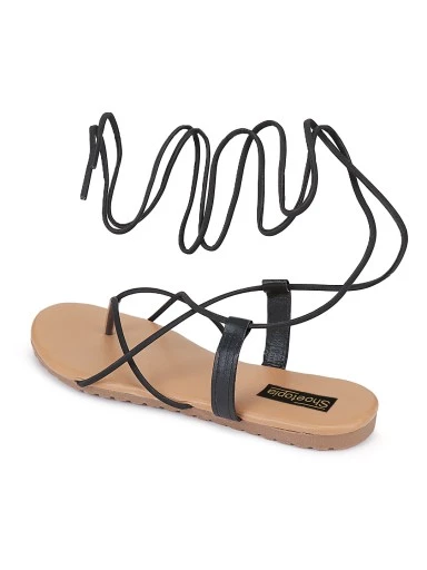 Stylestry Women Black Open Toe Flats