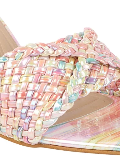 Stylestry Women Multicolored Peep Toe Block Transparent Heels