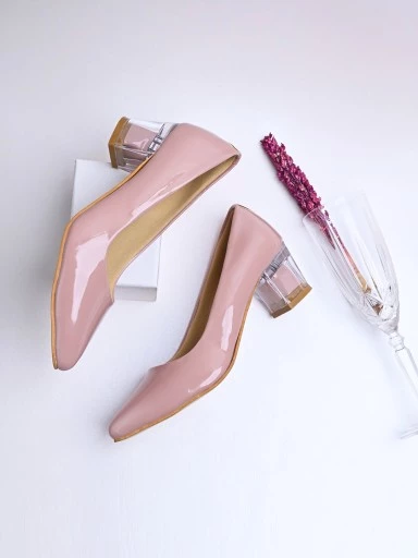 Stylestry Pink Textured Block Pumps