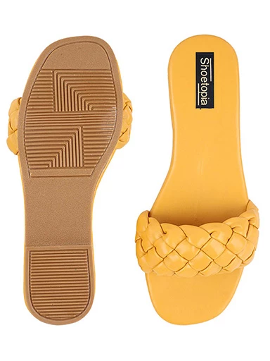 Stylestry Womens & Girls Yellow Open Toe Flats