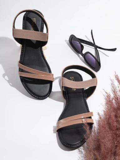 Stylestry Womens & Girls Peach-Coloured Open Toe Flats