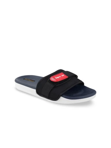 Stylestry Women Blue Buckle Sliders
