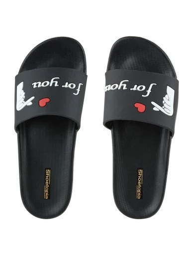 Stylestry Women Black Printed Sliders