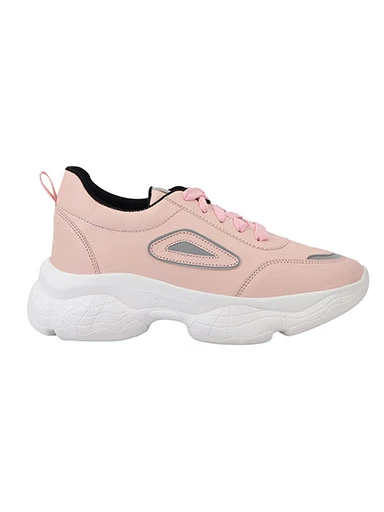 Stylestry Womens & Girls Pink Lace Up Stylish Casual Sneakers Shoes