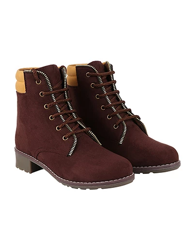 Stylestry Womens & Girls Lace Up High Top Solid Brown Heeled Boots