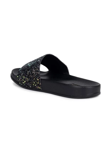 Stylestry Women Black Solid Synthetic Open Toe Flats