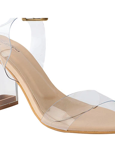 Stylestry Womens & Girls Cream Block Heels Sandals with Buckles