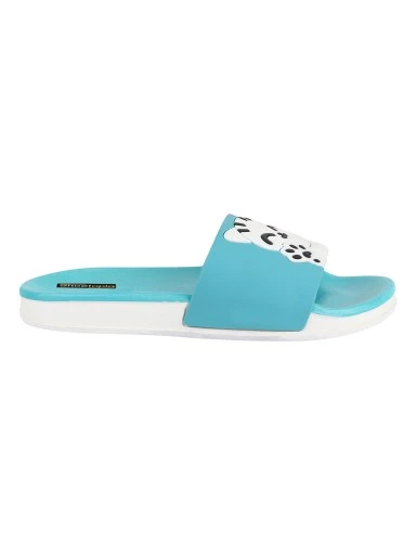 Stylestry Women Blue & White Printed Sliders