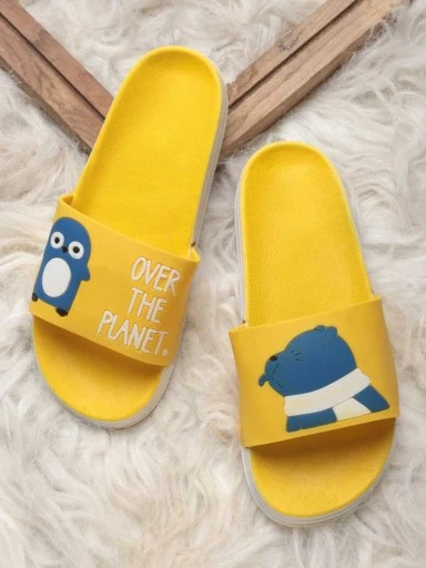 Stylestry Women Yellow Printed Sliders