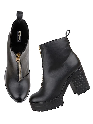 Stylestry Womens & Girls Black Solid Zipper Heeled Boots