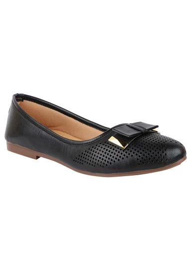 Stylestry Women Black Ballerinas with Bows Flats