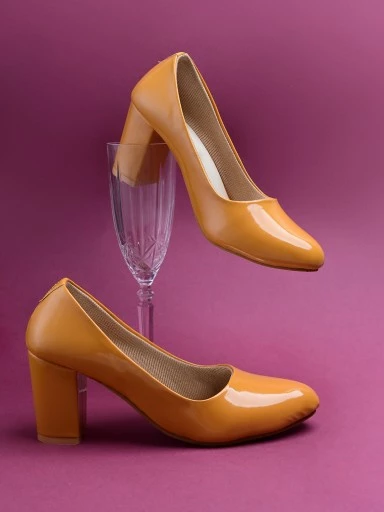 Stylestry Women's & Girl's Yellow Solid Pumps Block Heels
