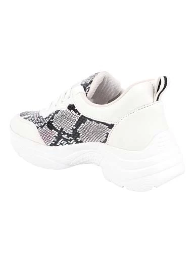Stylestry Womens & Girls White ColourBlocked Lace Up Walking Shoes