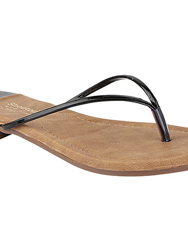 Stylestry Womens & Girls Black Solid Open Toe Flats