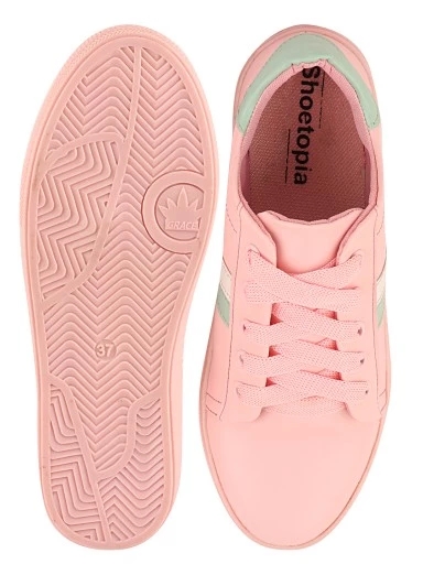 Stylestry Womens & Girls Lace-Up Pink Sneakers