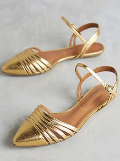 Stylestry Women & Girls Golden Flat Ballerinas