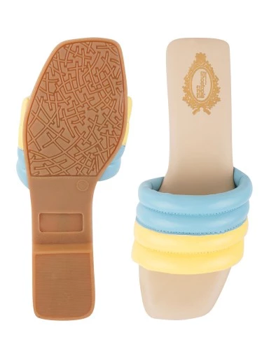 Stylestry Casual Trendy Party Wear Stylish Women & Girls Stripped Yellow Slip-On Flats