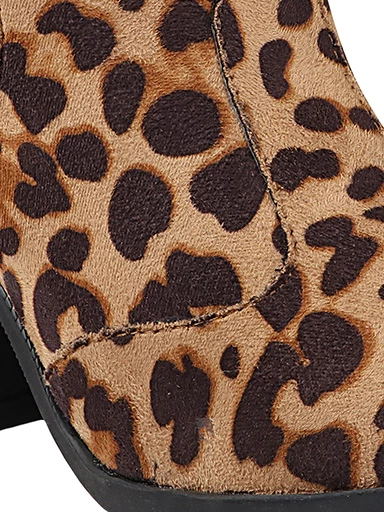 Stylestry Womens & Girls Tan Coloured Pull On Leopard Print Heeled Boots