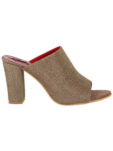 Stylestry Women's & Girl's Copper Woven Design Peep Toe Block Heels