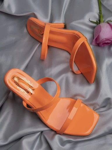 Stylestry Orange Stiletto Sandals