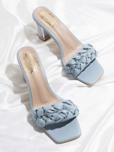 Stylestry Blue Braided Block Sandals